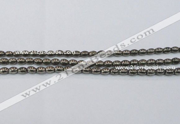 CPY597 15.5 inches 6*8mm rice pyrite gemstone beads wholesale