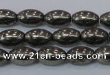 CPY599 15.5 inches 8*12mm rice pyrite gemstone beads wholesale