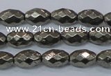 CPY603 15.5 inches 8*12mm faceted rice pyrite gemstone beads