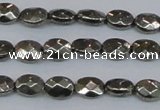 CPY630 15.5 inches 6*8mm faceted oval pyrite gemstone beads