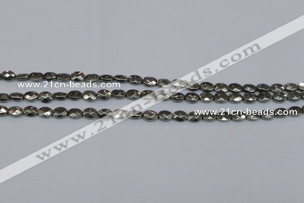 CPY630 15.5 inches 6*8mm faceted oval pyrite gemstone beads