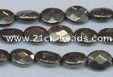 CPY631 15.5 inches 8*10mm faceted oval pyrite gemstone beads