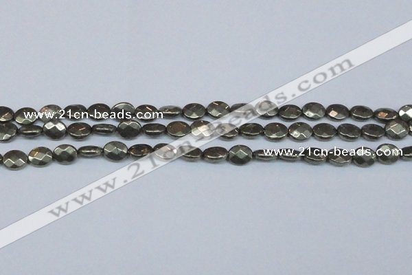 CPY631 15.5 inches 8*10mm faceted oval pyrite gemstone beads