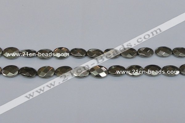 CPY632 15.5 inches 12*16mm faceted oval pyrite gemstone beads