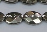 CPY633 15.5 inches 15*20mm faceted oval pyrite gemstone beads