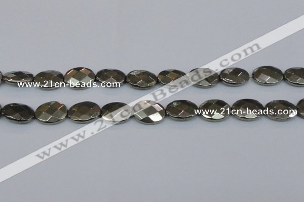 CPY633 15.5 inches 15*20mm faceted oval pyrite gemstone beads