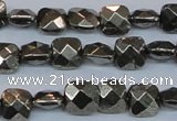 CPY635 15.5 inches 8*8mm faceted square pyrite gemstone beads