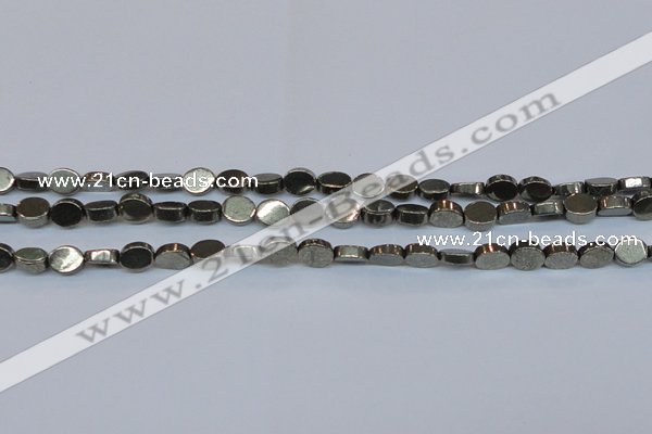 CPY640 15.5 inches 6*8mm oval pyrite gemstone beads wholesale