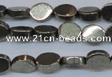 CPY641 15.5 inches 8*10mm oval pyrite gemstone beads wholesale