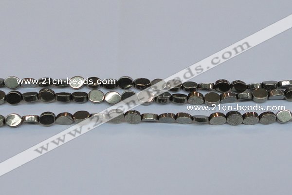 CPY641 15.5 inches 8*10mm oval pyrite gemstone beads wholesale