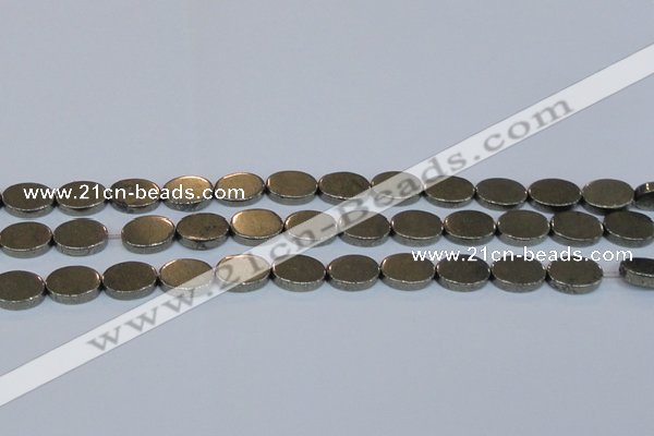 CPY642 15.5 inches 10*14mm oval pyrite gemstone beads wholesale