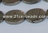 CPY645 15.5 inches 15*20mm oval pyrite gemstone beads wholesale