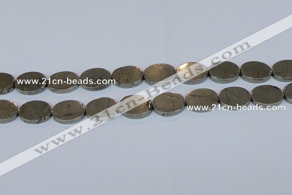 CPY645 15.5 inches 15*20mm oval pyrite gemstone beads wholesale