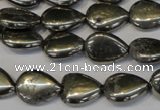 CPY65 15.5 inches 12*16mm flat teardrop pyrite gemstone beads wholesale