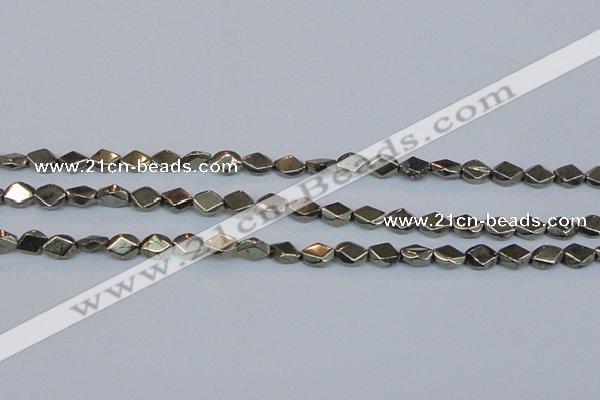 CPY651 15.5 inches 6*8mm pyrite gemstone beads wholesale