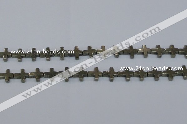 CPY663 15.5 inches 11*11mm cross pyrite gemstone beads wholesale