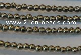 CPY70 15.5 inches 2mm round pyrite gemstone beads wholesale