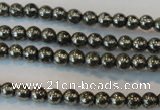 CPY71 15.5 inches 3mm round pyrite gemstone beads wholesale