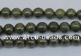 CPY750 15.5 inches 4mm round pyrite gemstone beads wholesale