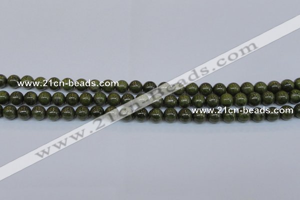 CPY752 15.5 inches 8mm round pyrite gemstone beads wholesale