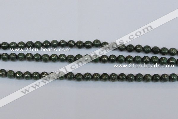 CPY762 15.5 inches 8mm round pyrite gemstone beads wholesale