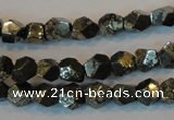 CPY77 15.5 inches 7-8mm faceted nuggets pyrite gemstone beads