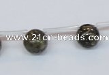 CPY782 Top drilled 10mm round pyrite gemstone beads wholesale