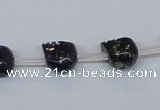 CPY787 Top drilled 8mm carved skull pyrite gemstone beads