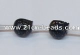 CPY788 Top drilled 10mm carved skull pyrite gemstone beads