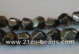 CPY79 15.5 inches 9-10mm faceted nuggets pyrite gemstone beads
