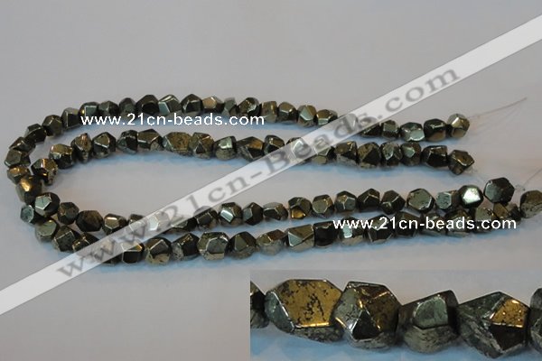 CPY79 15.5 inches 9-10mm faceted nuggets pyrite gemstone beads