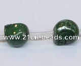 CPY795 Top drilled 12mm carved skull pyrite gemstone beads