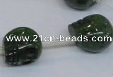 CPY797 Top drilled 16mm carved skull pyrite gemstone beads