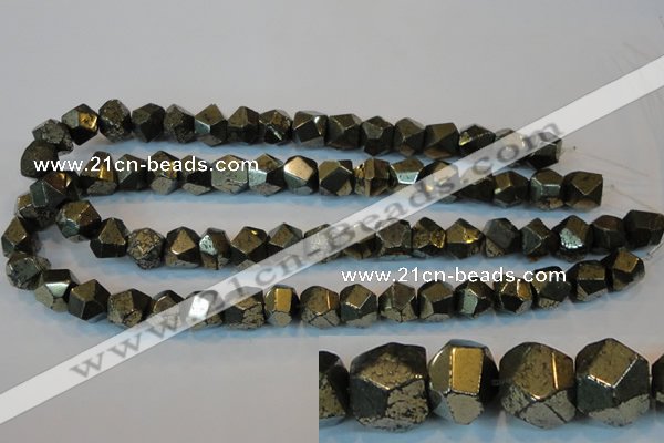 CPY80 15.5 inches 12mm faceted nuggets pyrite gemstone beads