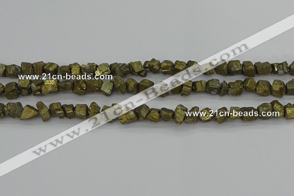 CPY802 15.5 inches 6*10mm - 8*12mm nuggets plated pyrite beads