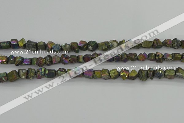 CPY803 15.5 inches 6*10mm - 8*12mm nuggets plated pyrite beads