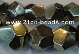 CPY81 15.5 inches 8mm - 16mm faceted nuggets pyrite gemstone beads