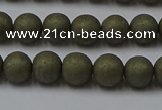 CPY813 15.5 inches 4mm round matte pyrite beads wholesale