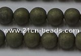 CPY814 15.5 inches 6mm round matte pyrite beads wholesale