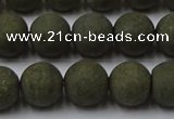 CPY815 15.5 inches 8mm round matte pyrite beads wholesale