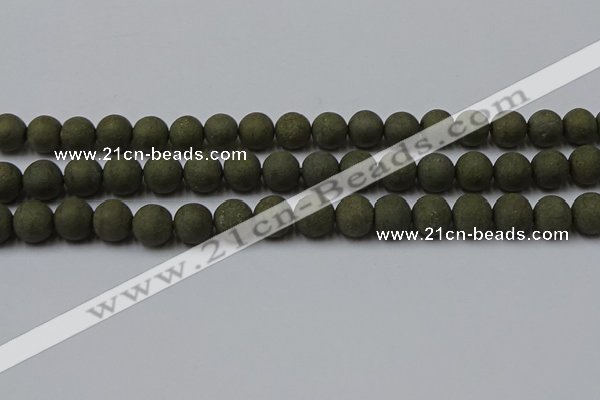 CPY815 15.5 inches 8mm round matte pyrite beads wholesale