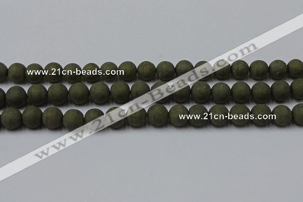 CPY816 15.5 inches 10mm round matte pyrite beads wholesale