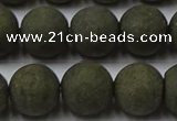 CPY817 15.5 inches 12mm round matte pyrite beads wholesale