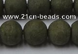 CPY818 15.5 inches 14mm round matte pyrite beads wholesale