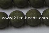 CPY819 15.5 inches 16mm round matte pyrite beads wholesale