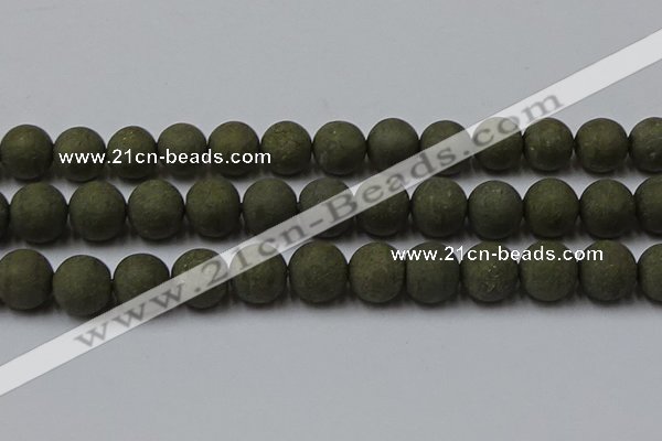 CPY819 15.5 inches 16mm round matte pyrite beads wholesale