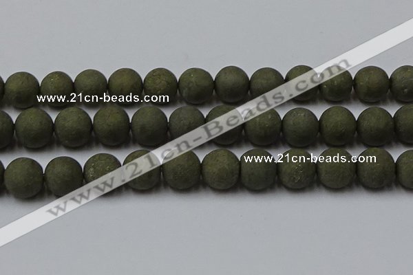 CPY820 15.5 inches 18mm round matte pyrite beads wholesale