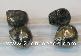 CPY87 15.5 inches 14mm carved skull pyrite gemstone beads wholesale