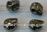 CPY88 15.5 inches 16mm carved skull pyrite gemstone beads wholesale