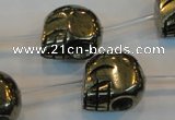 CPY89 15.5 inches 18mm carved skull pyrite gemstone beads wholesale